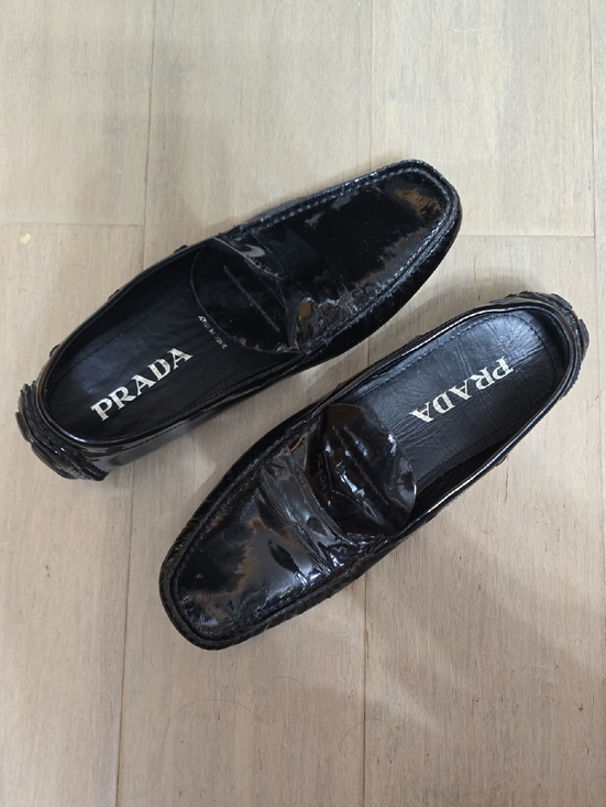 Prada Shoes - Prada Black Patent Leather Penny Loafers 36.5